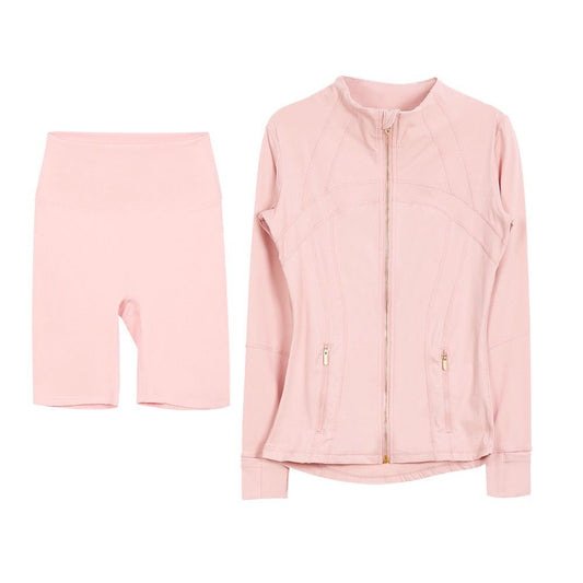 Light Pink Rose Gold Shorts Set