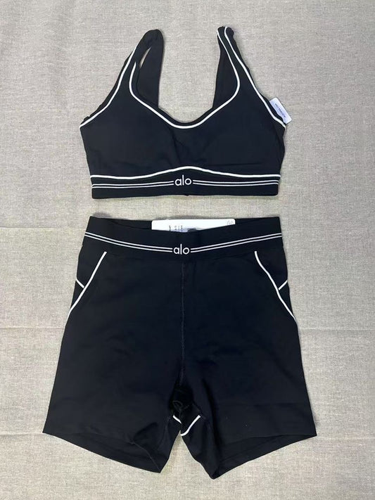 Black Yoga Shorts Set