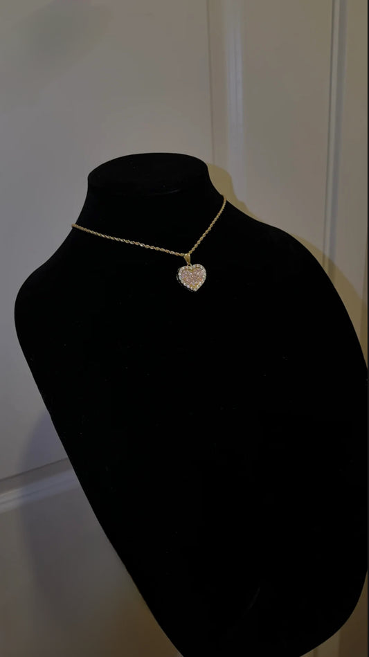 Pink Iced Out HRT Necklace
